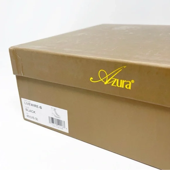 NWT Azura Livewire Patent Black Rhinestone Platform Bootie Combat Moto Size 9 - Picture 15 of 15